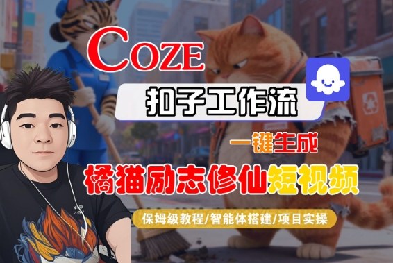 Coze扣子智能体工作流一键生成“橘猫励志修仙“短视频，全流程保姆级教学-网赚项目众筹网