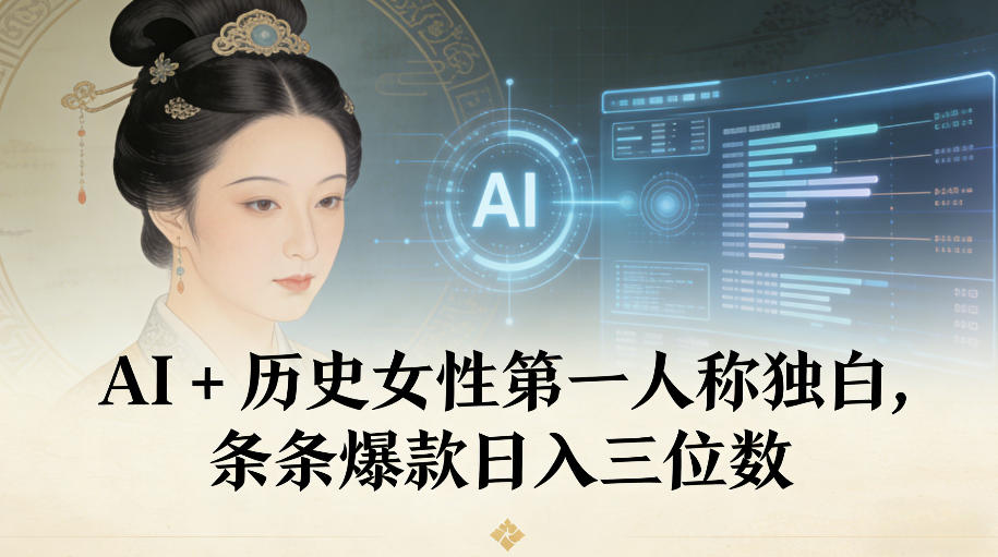 AI+历史女性第一人称独白，条条爆款日入三位数-网赚项目众筹网