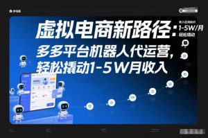虚拟电商新路径：多多平台机器人代运营，轻松撬动1-5W月收入【揭秘】-网赚项目众筹网
