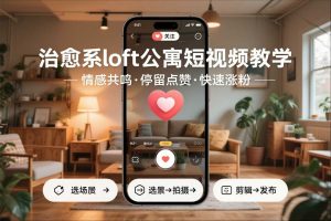 治愈系loft公寓短视频制作教学，情感共鸣引停留点赞关注，快速起号涨粉-网赚项目众筹网