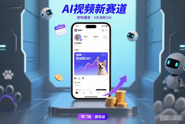 AI视频新赛道，宠物播客仅注册5天涨粉2W，收益非常可观-网赚项目众筹网