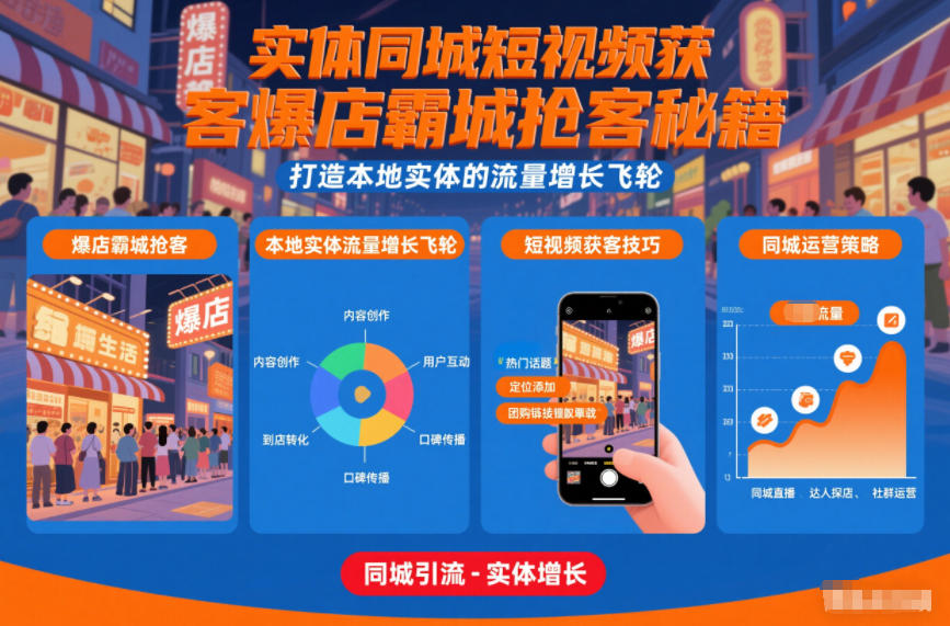 实体同城短视频获客爆店霸城抢客秘籍，打造本地实体的流量增长飞轮-网赚项目众筹网