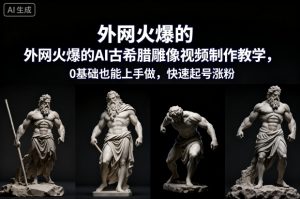 外网火爆的AI古希腊雕像视频制作教学,0基础也能上手做,快速起号涨粉-网赚项目众筹网