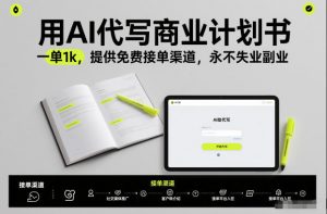用AI代写商业计划书,一单1k,提供免费接单渠道,永不失业副业-网赚项目众筹网