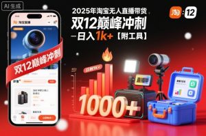 2025年淘宝无人直播带货,冲刺双12,日入1k+【附工具】【揭秘】-网赚项目众筹网