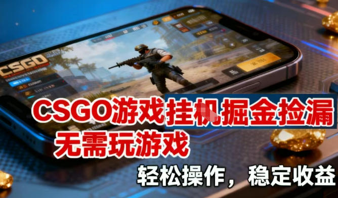 CSGO游戏挂G掘金捡漏，不需要玩游戏，操作简单，收益稳定【揭秘】-网赚项目众筹网