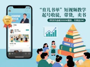 育儿书单短视频教学，起号收徒，带货，卖书（带货作品破2000W播放，月佣金2W）-网赚项目众筹网