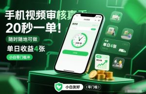 手机视频审核真香！20秒一单，随时随地可做，单日收益4张，小白零门槛冲【揭秘】-网赚项目众筹网