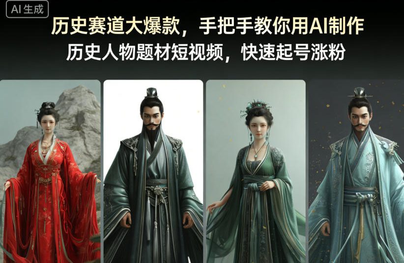 历史赛道大爆款，手把手教你用AI制作历史人物题材短视频，快速起号涨粉-网赚项目众筹网
