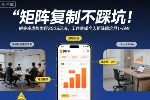 矩阵复制不踩坑!拼多多虚拟类目2025玩法,工作室或者个人矩阵稳定月1-5W【揭秘】-网赚项目众筹网