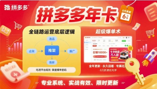 拼多多年卡，拼多多全链路运营底层逻辑，超级爆单术【更新12月】-网赚项目众筹网