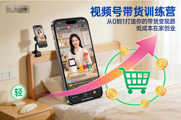 视频号带货训练营，从0到1打造你的带货变现路，低成本在家创业-网赚项目众筹网
