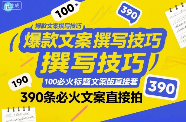 爆款文案撰写技巧，100个必火标题文案模版直接套，390条必火文案直接拍-网赚项目众筹网