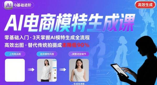 AI模特进阶课程，0基础高效生成逼真电商模特图-网赚项目众筹网