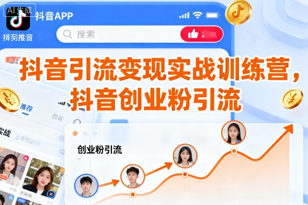 抖音引流变现实战训练营，抖音创业粉引流-网赚项目众筹网
