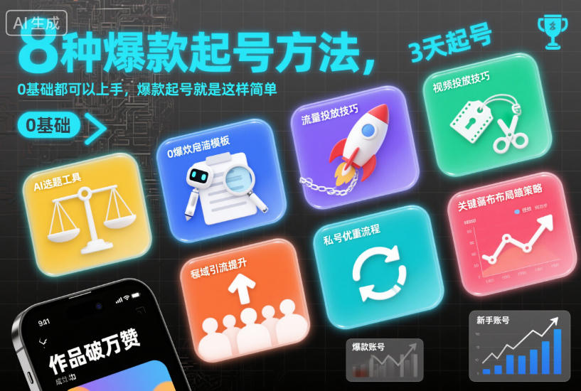8种爆款起号方法,0基础都可以上手,爆款起号就是这样简单-网赚项目众筹网