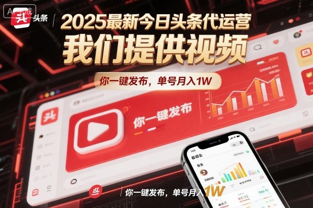 2025最新今日头条代运营，我们提供视频，你一键发布，单号月入1W【揭秘】-网赚项目众筹网